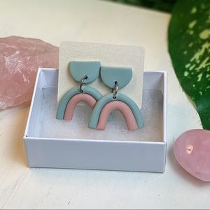 Handmade Blue & Pink Polymer Clay Earrings